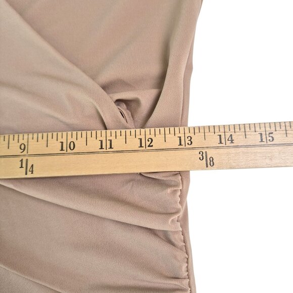 Abercrombie & Fitch Wrap Bodysuit Sz Med Long Sleeve Lined Tan Soft NWT Classic - Picture 6 of 9